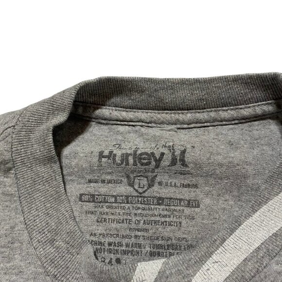 Hurley Men's Long Sleeve Large Gray and Blue T-Shirt. Good Preowned Condition - Picture 4 of 6